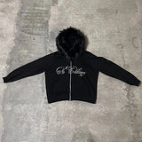 FOESCE Oversized Casual Zipper Hooded Sweatshirt Harajuku Letter Print Rock Goth Hip Hop Streetwear Y2K Clothes Women Men Zip up Hoodie