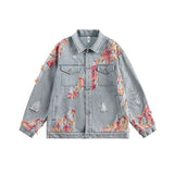 FOESCE Oversized Hip Hop Casual Denim Jackets Washed Loose Streetwear Jeans Coats For Male Patchwork