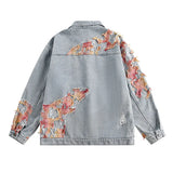 FOESCE Oversized Hip Hop Casual Denim Jackets Washed Loose Streetwear Jeans Coats For Male Patchwork