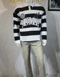FOESCE Oversized Letter Embroidery Hot Diamond Pattern Polo Shirt New Double Layer Long Sleeved Graphic T Shirt Sweatshirt Streetwear