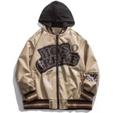 FOESCE PU Leather Bomber Jacket Men Y2K Hip-Hop Streetwear 2024 Loose Oversized Hooded Coats Harajuku Outerwear Women Varsity Jacket