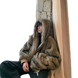 FOESCE Pi Shuai Coat 2025 Winter Autumn/Winter New Men New Style Fox Imitation Fur Coat Leather Fashion Loose Thick Warm Coat Commuter