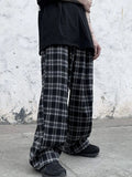 FOESCE Plaid Pattern Joggers, Men's Casual Loose Fit Waist Drawstring Pants For Spring Summer