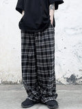 FOESCE Plaid Pattern Joggers, Men's Casual Loose Fit Waist Drawstring Pants For Spring Summer