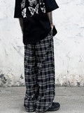 FOESCE Plaid Pattern Joggers, Men's Casual Loose Fit Waist Drawstring Pants For Spring Summer