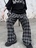 FOESCE Plaid Pattern Joggers, Men's Casual Loose Fit Waist Drawstring Pants For Spring Summer