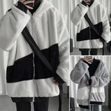 FOESCE Popular Baggy Sweatshirt Coat Autumn Winter Men Sweatshirt Loose Fluffy Hooded Jacket Sweatshirt Coat  Coldproof