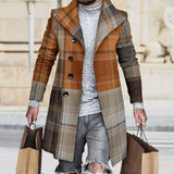 Popular Casual Jacket Long Sleeves Anti-freeze Loose Fit Men Fashion Casual Plaid Stitch Thickened Woolen Jacket Coat