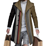 Popular Casual Jacket Long Sleeves Anti-freeze Loose Fit Men Fashion Casual Plaid Stitch Thickened Woolen Jacket Coat