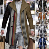 Popular Casual Jacket Long Sleeves Anti-freeze Loose Fit Men Fashion Casual Plaid Stitch Thickened Woolen Jacket Coat