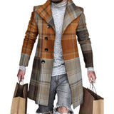 Popular Casual Jacket Long Sleeves Anti-freeze Loose Fit Men Fashion Casual Plaid Stitch Thickened Woolen Jacket Coat