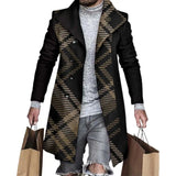 Popular Casual Jacket Long Sleeves Anti-freeze Loose Fit Men Fashion Casual Plaid Stitch Thickened Woolen Jacket Coat