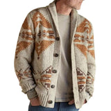 FOESCE Practical Knitted Cardigan Comfortable Long Sleeve Thick Vintage Style Knitted Cardigan Sweaters