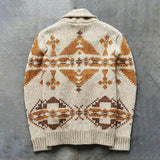FOESCE Practical Knitted Cardigan Comfortable Long Sleeve Thick Vintage Style Knitted Cardigan Sweaters