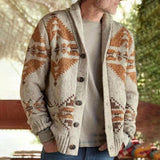 FOESCE Practical Knitted Cardigan Comfortable Long Sleeve Thick Vintage Style Knitted Cardigan Sweaters