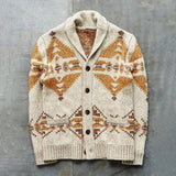 FOESCE Practical Knitted Cardigan Comfortable Long Sleeve Thick Vintage Style Knitted Cardigan Sweaters