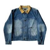 FOESCE RRL American retro washed denim jacket corduroy lapel top short casual versatile jacket for men