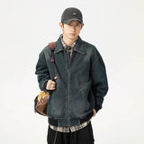FOESCE Retro Motorcycle Jacket Denim Spring and Autumn Machine Loose Breathable and Comfortable Motorcycle Riding Equipment Jacket