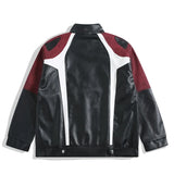 FOESCE Retro Motorcycle Leather Jacket  American Patchwork High Street Lapel Zipper Coats Vintage Hip Hop Coat Trendy Male Clothes Tops