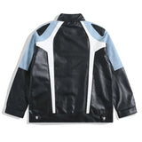 FOESCE Retro Motorcycle Leather Jacket  American Patchwork High Street Lapel Zipper Coats Vintage Hip Hop Coat Trendy Male Clothes Tops
