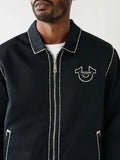 FOESCE Retro Trendy Brand America Streetwear Jacket Black Harajuku Loose Letter Embroidery Motorcycle Uniform Fashion Men Clothing Coat