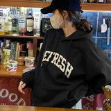FOESCE Rimocy Autumn Winter Printed Hoodie Women Korean FashionThicken Hooded Sweatshirts Woman Y2K Streetwear Loose Hoodies