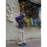 FOESCE Street Popular White Multi-pocket Overalls Men's Harajuku Style Loose Casual Trousers Straight Mopping Pants Autumn New 2025