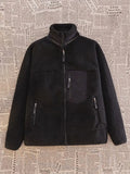 Autumn Winter Men's and Women's Outdoor Lamb Fleece Windproof Coldproof Jacket Stand Neck Zip Up Thickened Warm Loose Coats