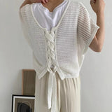 FOESCE 2025 Korean Version Strappy Hollow Casual All-match Blouse Top Mens Sexy Mesh Sweater Front and Back Two-wear Bat Sleeve T-shirt