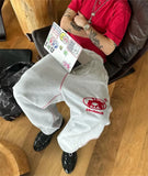 Letter Embroidery Casual Fashion New Sweatpants Hip Hop Men Women High Waisted Joggers Y2K Drawstring Cargo Pants