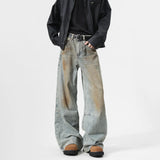 FOESCE 2025 Men's Jeans baggy Denim pants Loose Fit Casual Style American Streetwear Straight Novel design Leg Pants Trendy Brand