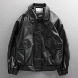 FOESCE 2024 Autumn New Light Luxury Fashion Loose Leather Clothing Men Motorcycle Clothing Comfortable Jacket PU Leather Jacket