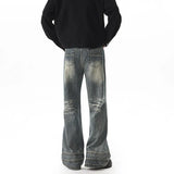 FOESCE 2025 New Men's Denim Pants Washed  blue Male Jeans Straight Casual Menwear Loose straight Trousers leg Novel design  Fashion