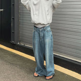 FOESCE High Street Washed Blue Wide Leg Baggy Jeans for Men and Women Straight Ropa Hombre Y2k Denim Pants Oversized Loose Trousers