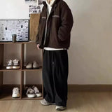 FOESCE Japanese Style Simple Straight-leg Pants Men's Loose-fit Cargo Pants Wide Casual Trousers For Spring Autumn