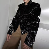 FOESCE Mens Y2k Glossy Shoulder Pad Jacket 2025 New Genderless Fashion Personality Metal Functional Style Solid Color Jacket Unisex