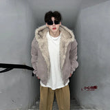FOESCE Autumn and winter new loose denim jacket, thick and warm retro design, hooded cotton jacket, fashionable men's or women's jacket