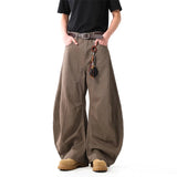 FOESCE Unisex Brown Loose Fit Wide Leg Casual Pants Sportswear Lounge Joggers Street Fashion Athleisure Trendy Stylish Design Comfort