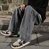 FOESCE Korean Fashion Classic Jeans Men's Four Seasons Loose Straight Wide Leg Pants Street Hip-Hop Baggy Student Unisex Pants