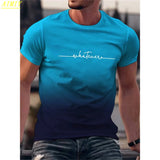 FOESCE Fashion Summer 3D Stripe Letter Print Men's T Shirt Hip Hop Trend Harajuku Streetwear Casual O-neck Oversized T-shirts Men Tops