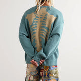 FOESCE 2025 Winter Sports Sweater Top y2k Retro Skull Plush Sweater Outdoor Winter Warmth Trendy Hip Hop Bone Sweater Hoodie Top