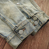 FOESCE Sauce Zhan Mans Denim Jacket Destroy Wash Distressed Selvedge Ripped Jean Jacket Men 14.5 Oz Loose Fit