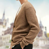 Men's Casual Knitted Sweater European and American Autumn and Winter Styles V-neck Thick Cardigan Sweater Woolen Jacket