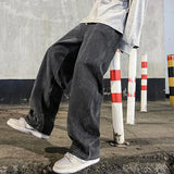 FOESCE 2025 New Streetwear Loose Jeans Men Korean Style Fashion Loose Straight Wide Leg Pants Men's Brand Clothing Black Light Blue