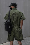 Techwear Short Jumpsuit for Men Black Bodysuits Overalls Men Green Male Japanese Streetwear Summer Pockets Hip Hop