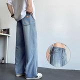 FOESCE Mens Jeans Large Denim Jeans for Teens Trousers for Men Jean Baggy Pants Men's Fashion Man Male Trendyol Streetwear Korean Men´s