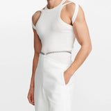 FOESCE Fashion Streetwear Men Summer Sleeveless Solid Tank Tops Solid O Neck Hollow Out Knitted Vest Sexy Mens Popular O Neck Pullovers