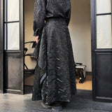 FOESCE Chinese Style Mens Suit Stand Collar Calligraphy Embroidered Shirt Men'S Dark Fashion Irregular Pleated Skirt Two-Piece Suit