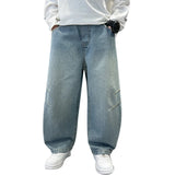 FOESCE personalized workwear jeans Spring and Autumn 2025 Spring and Autumn New Straight Pants Boys  Wide Legs Handsome Trendy 5-15 yea