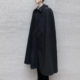 FOESCE Mens Dark Style Sleeveless Mid-Length Cape Cloak Autumn And Winter Genderless Japanese Fashion Retro Loose Cape Coat Unisex